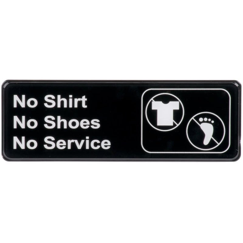 AborenCo No Shirt, No Shoes, No Service Sign Door Plate for Cafe Restaurant - Black and White, 9" x 3" - Image 1